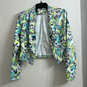 Neon crop blazer